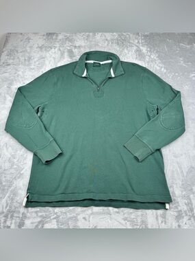 J Crew Polo Shirt Mens XL Long Sleeve Green Classic Pique Preppy 100% Cotton
